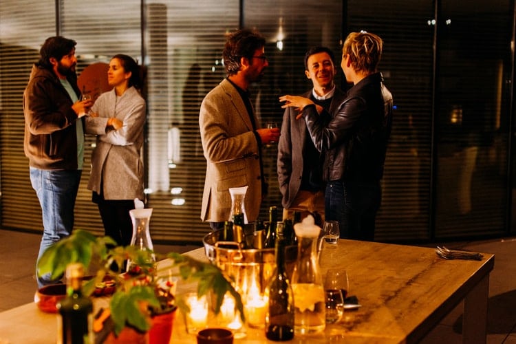 People gathered at a dinner party.